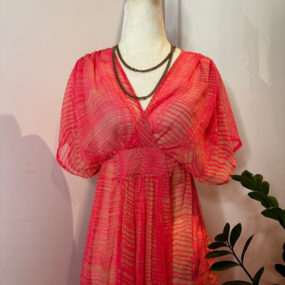 Hot pink Maxi Sheer Beach CoverUp Dress H&M